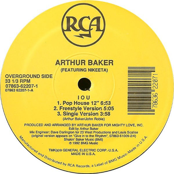 Miniatura: Arthur Baker Featuring Nikeeta – I O U / Single Importado