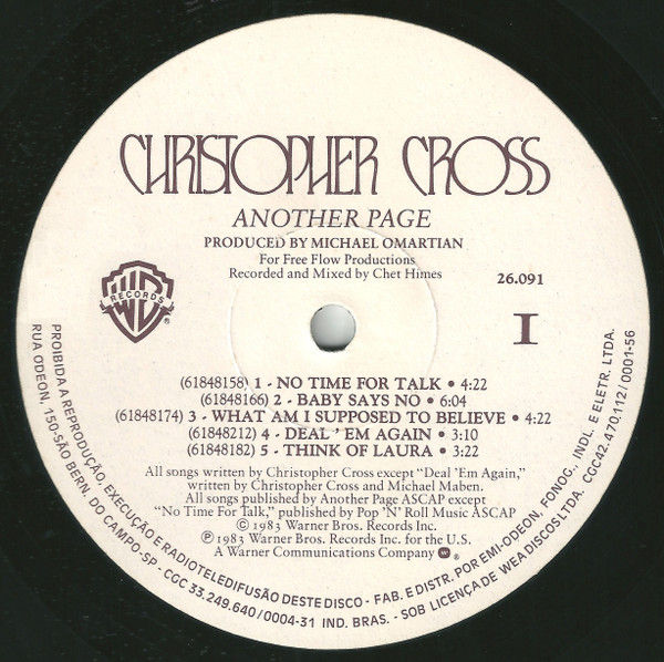 Miniatura: Christopher Cross – Another Page / LP Semi Novo Com Encarte