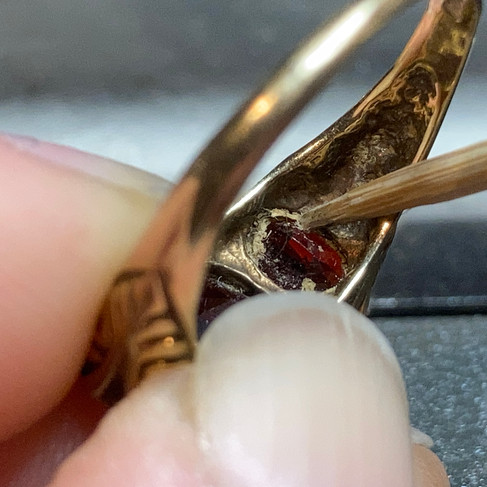 You can remove a build up of dirt from crevices and the back of stones using a wooden cocktail stick