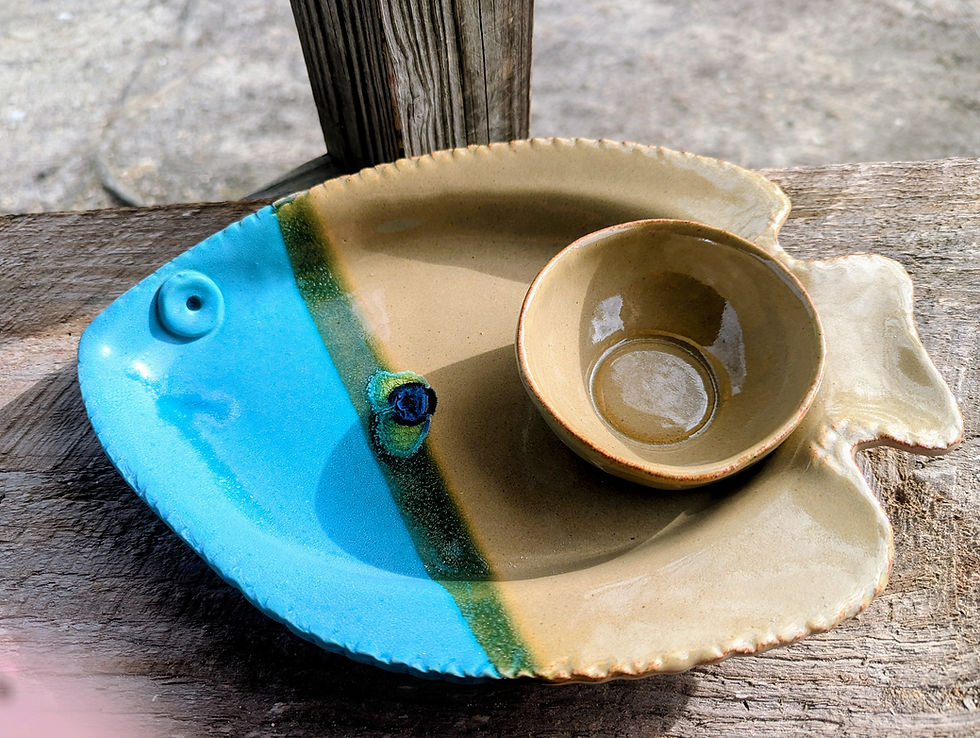 Nautical Themed Chip/Dip Plate in Yuengling Glaze