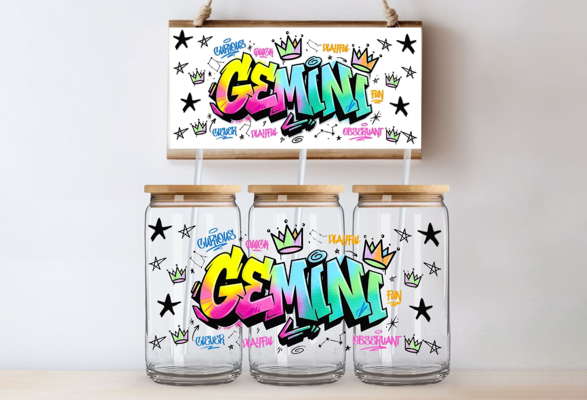 Gemini Graffiti  16 oz UV Dtf Cup Wrap 