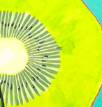 A close up painting of a kiwi fruit