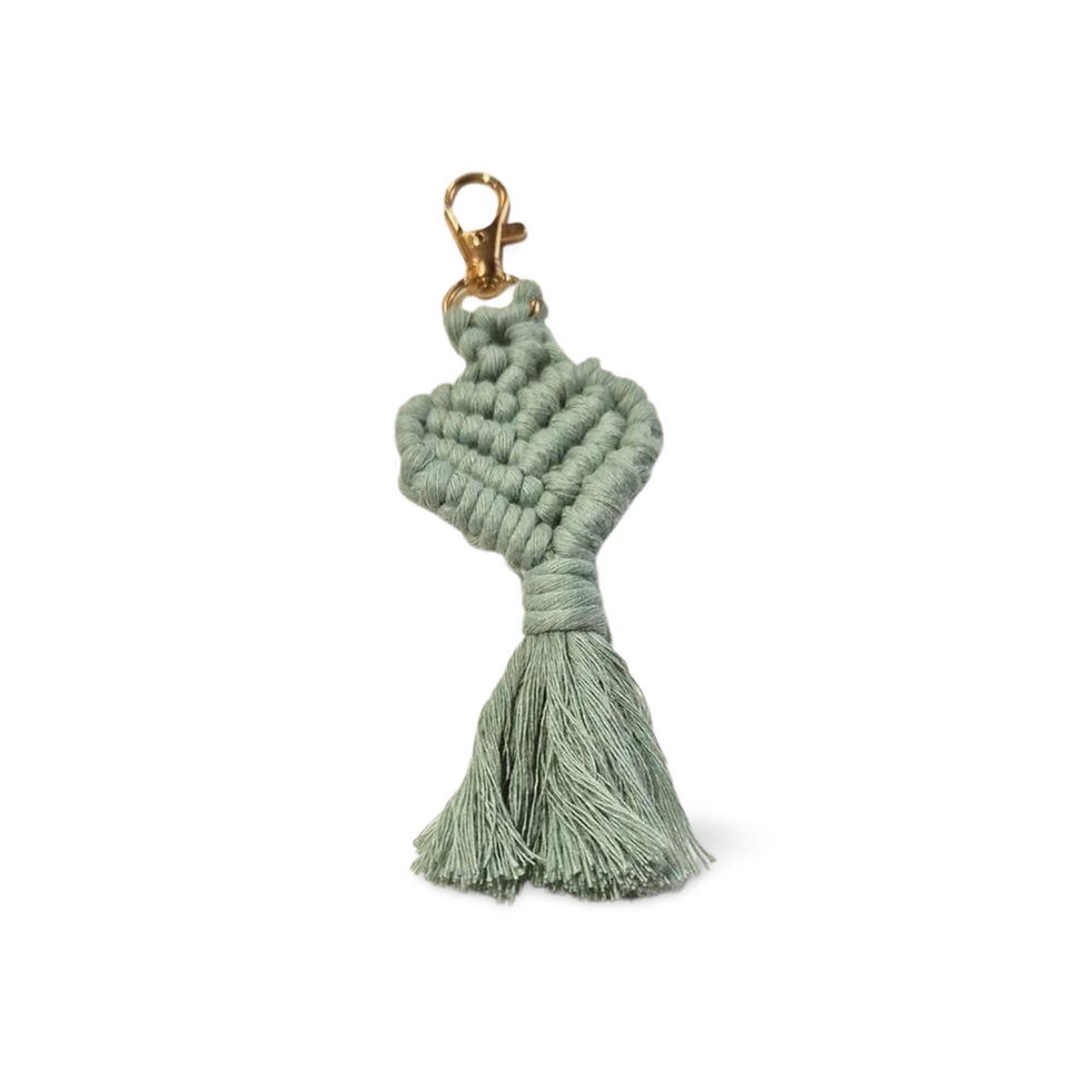 Miniature : Porte clés coeur en macramé vert