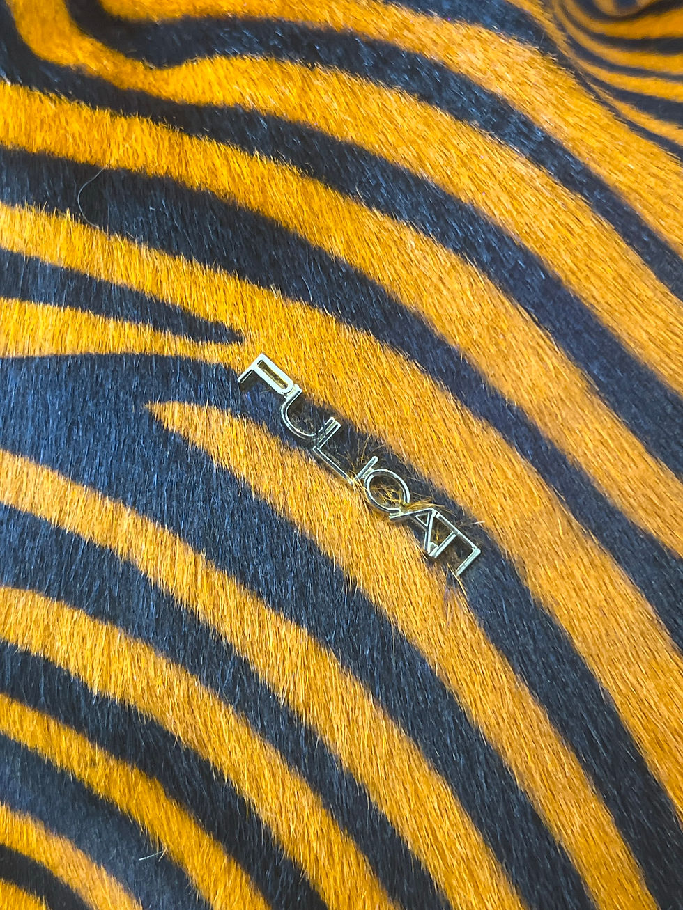 Μικρογραφία: Leather Handbag/ clutch bag pony skin zebra orange