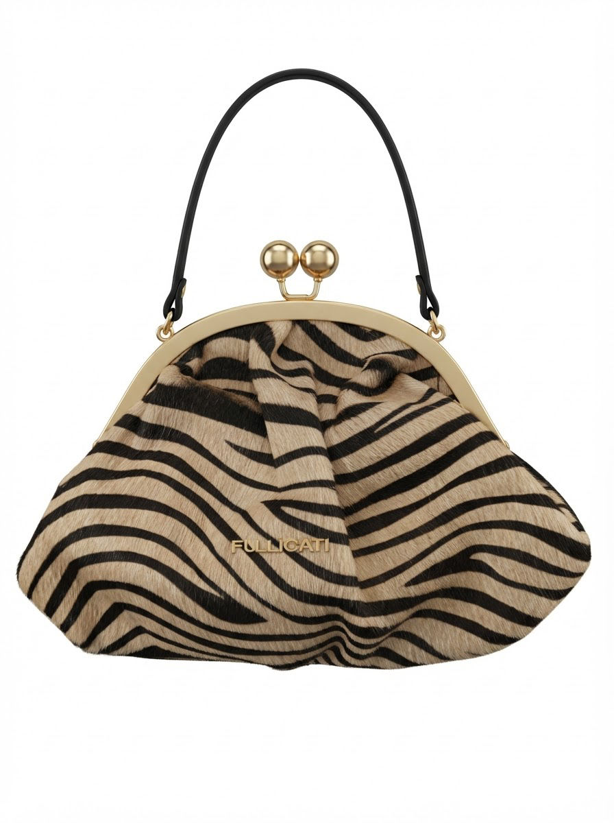PULICATI — Zebra Pony-Skin Leather Handbag
