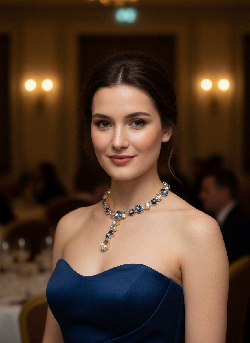 Thumbnail: Statement round Necklace full crystallised with Swarovski pastel colours stones