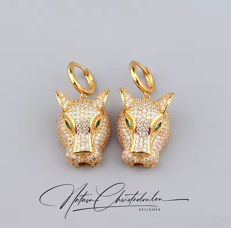 Thumbnail:  Leopard Blossom Haute Couture 14K Gold-Plated Full Zircon Statement Set