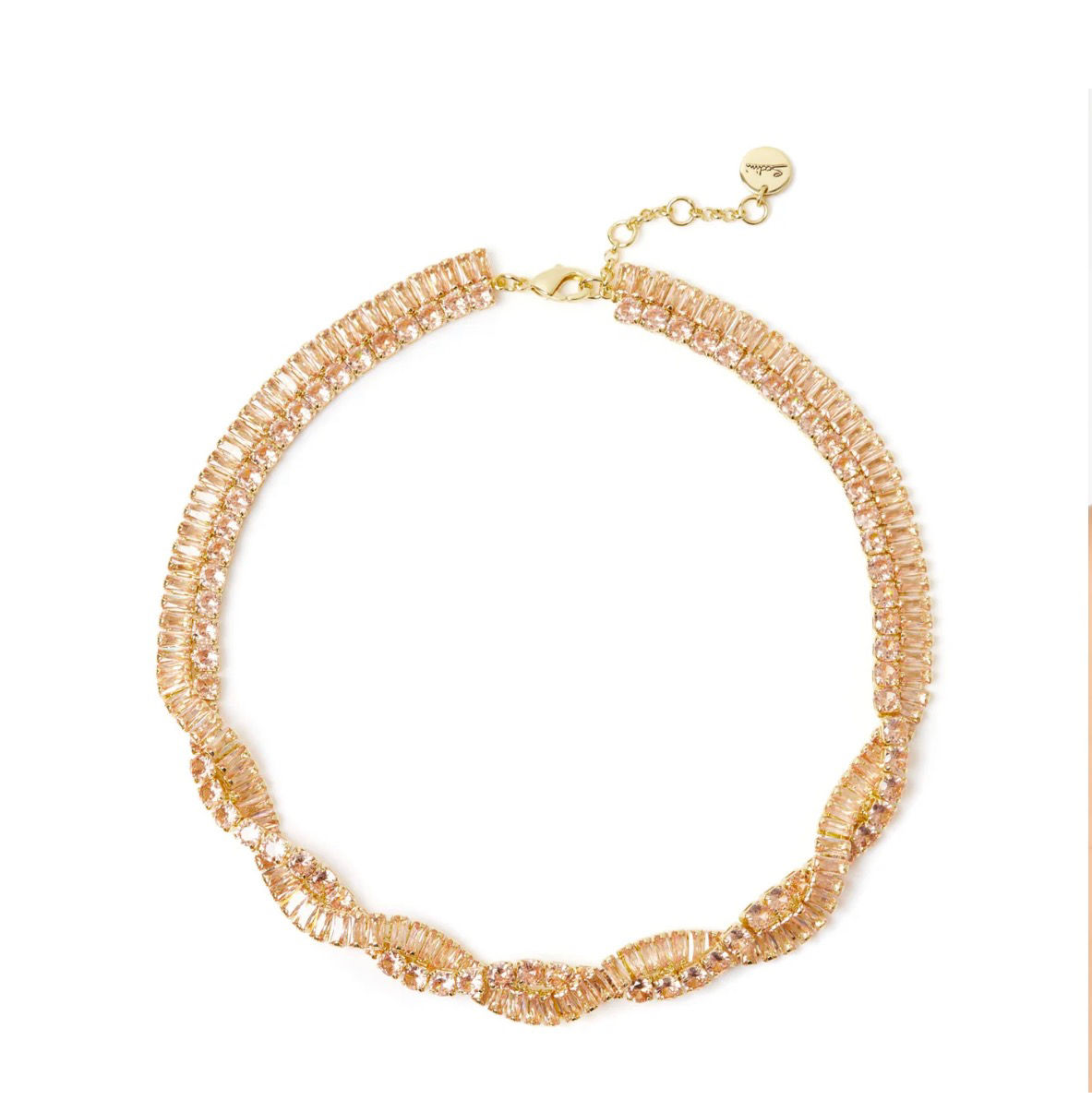 Serenissima short necklace with two crossed strands - Champagne