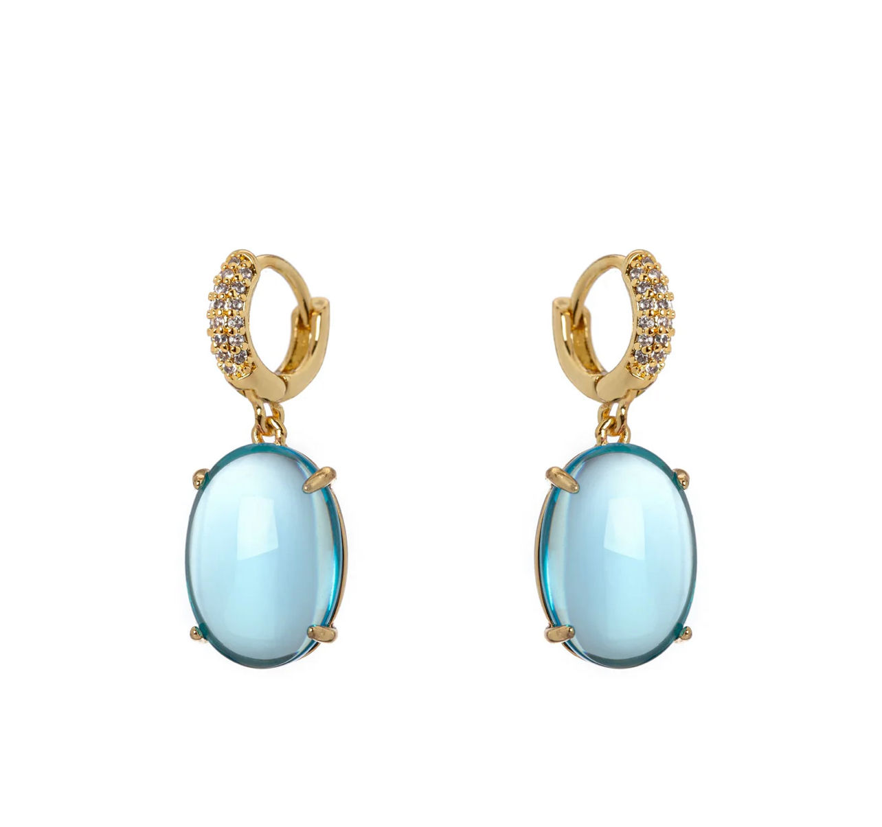 Orecchini cerchietto e cabochon pendente Blossom blue