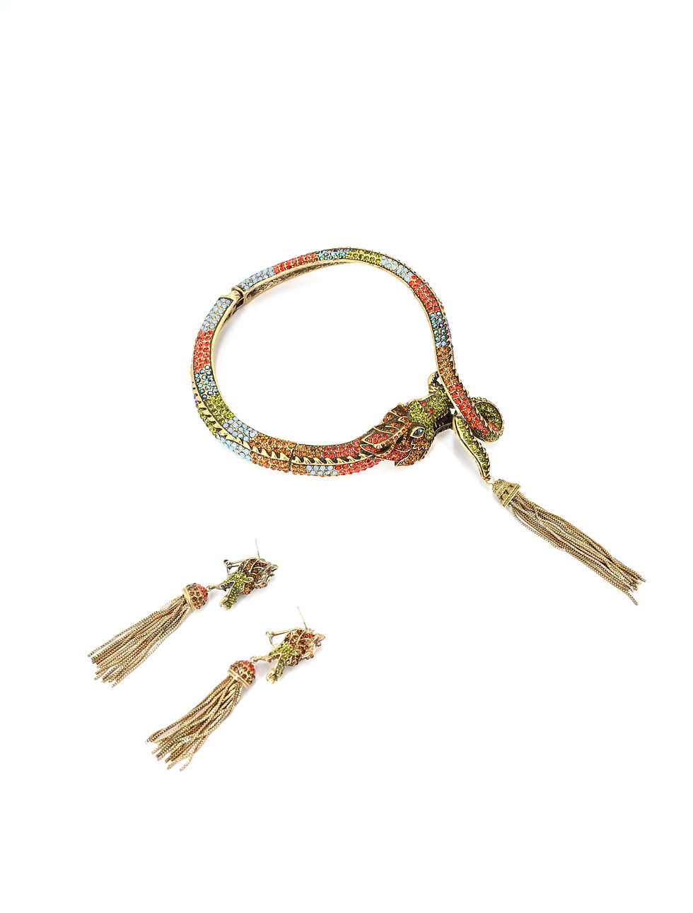 Миниатюра: Couture Set of Dragon Choker necklace and statement earrings
