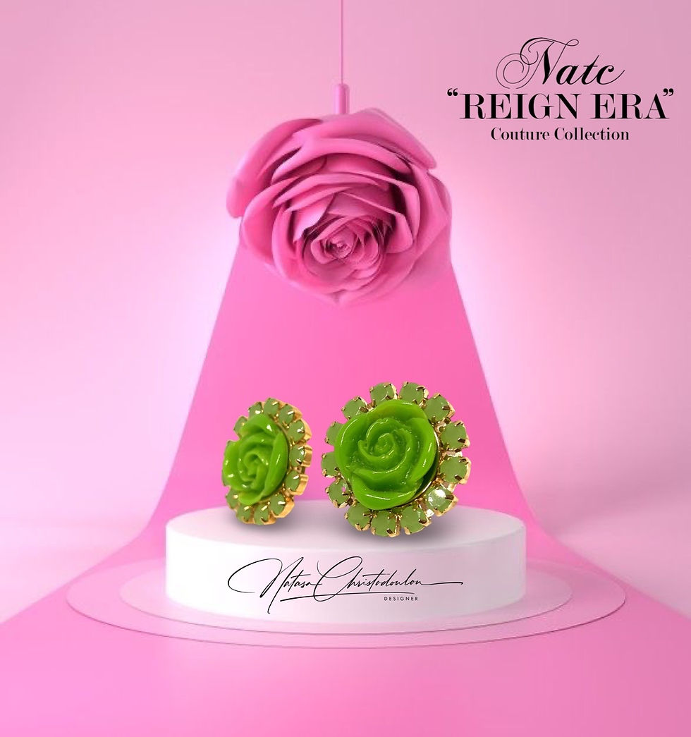 Миниатюра: Resin Rose Earrings Crystallised with Swarovski elements green