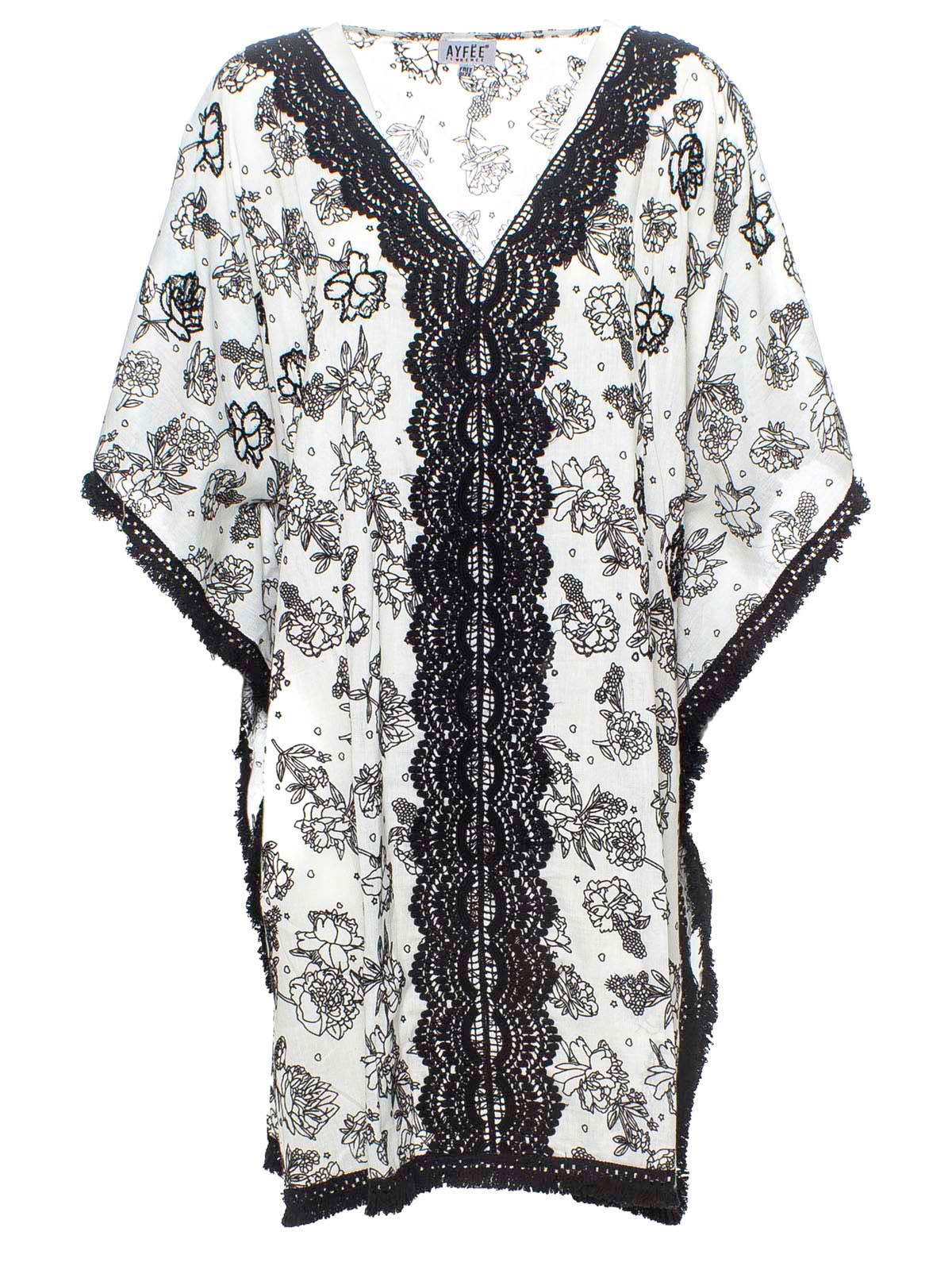 PONCHO/COPRICOSTUME FLOK+RICAMI SCOLLO MACRAME/