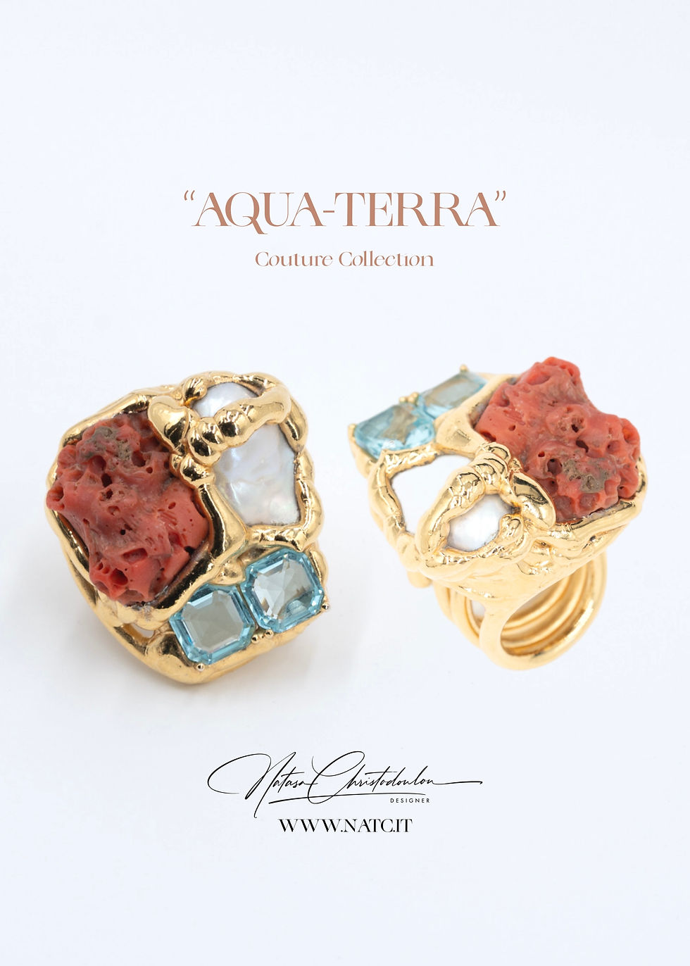 Couture Coral Statement ring 24 karats gold plated
