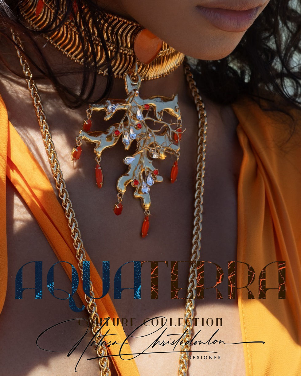Miniatura: NATC “Aqua Terra” Couture Collection  Statement Coral Shape Pierced-Clip Long Ea