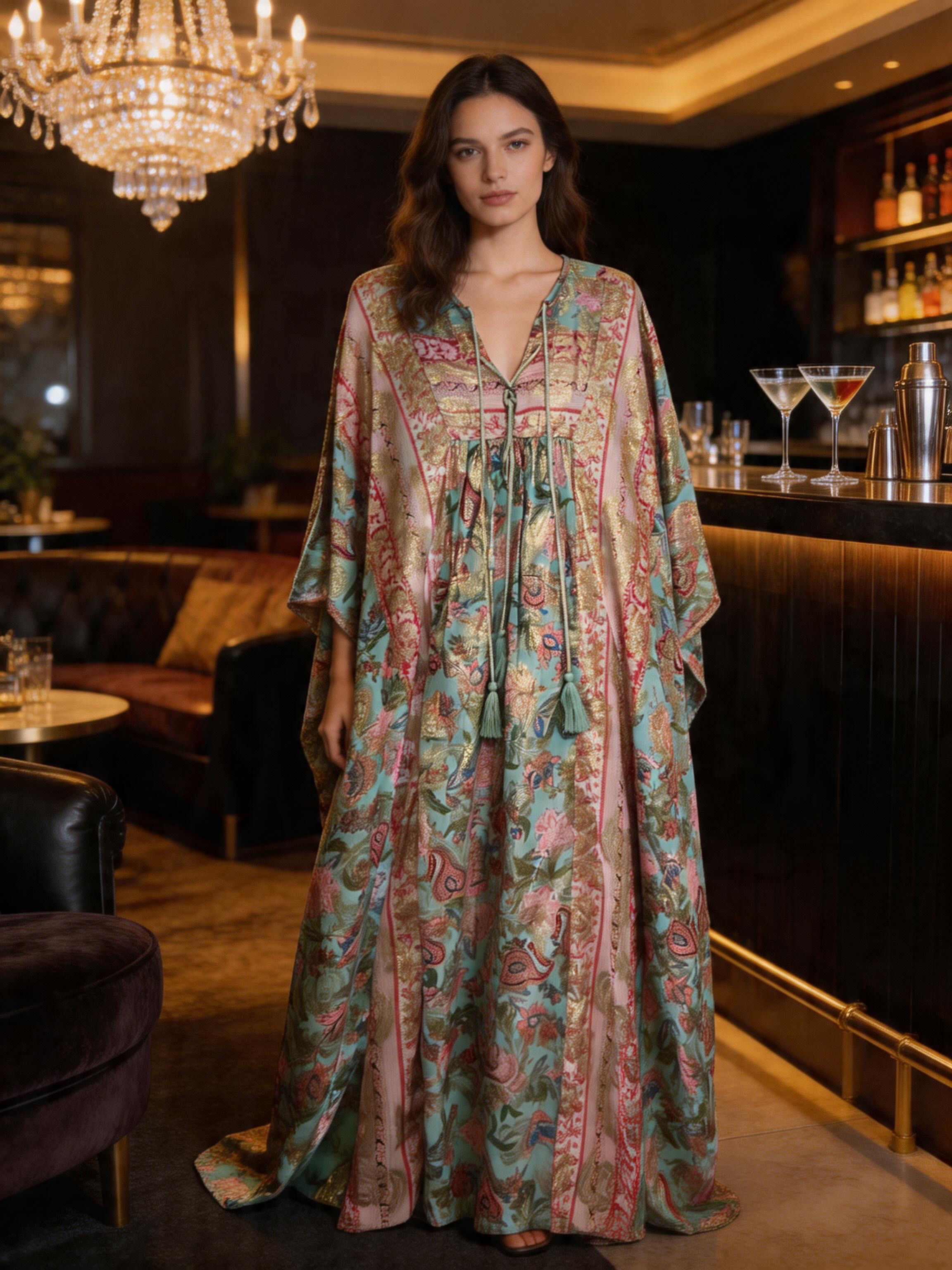 Long  kaftan dress acqua