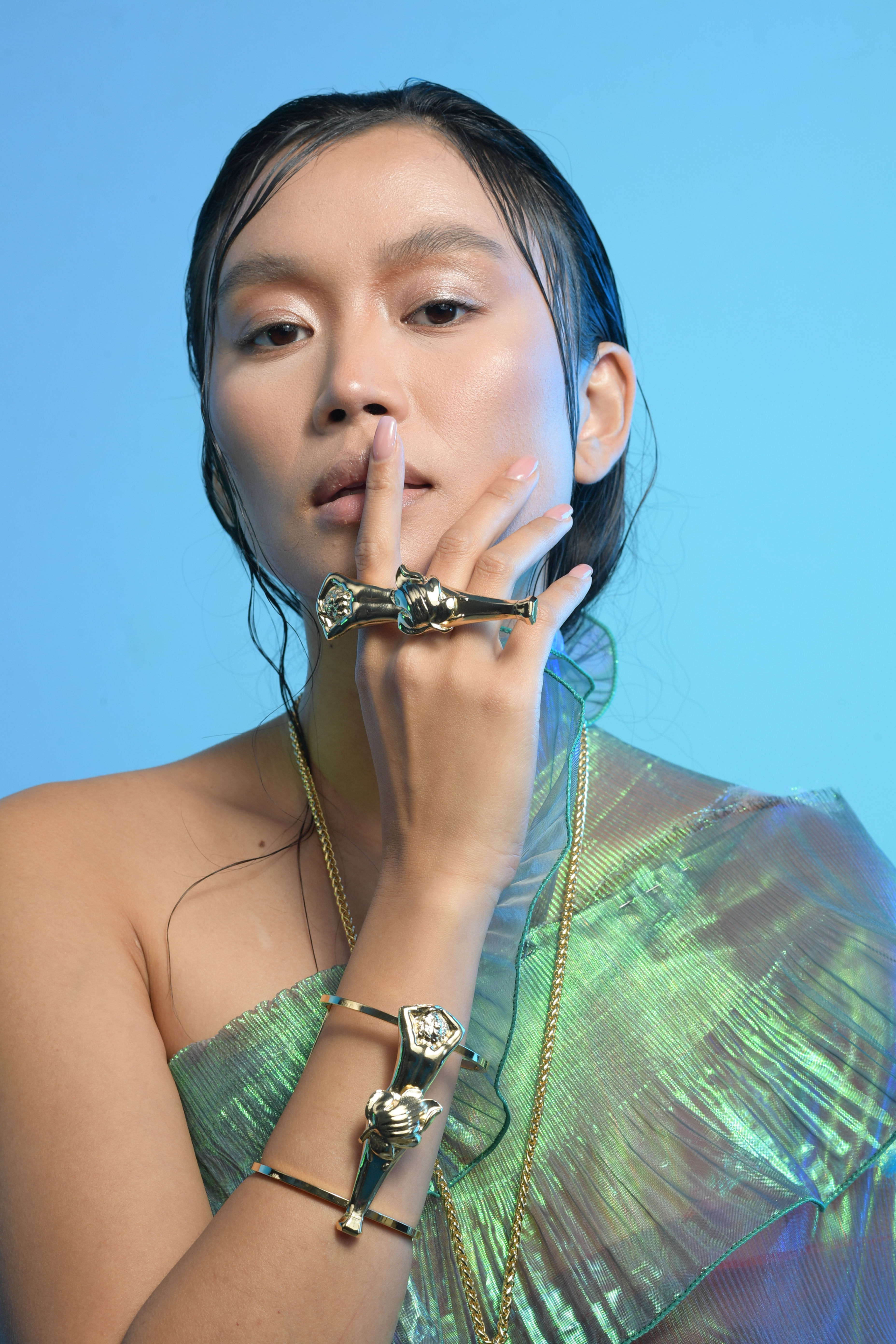 Siren Gold plated Statement Sculptured ring