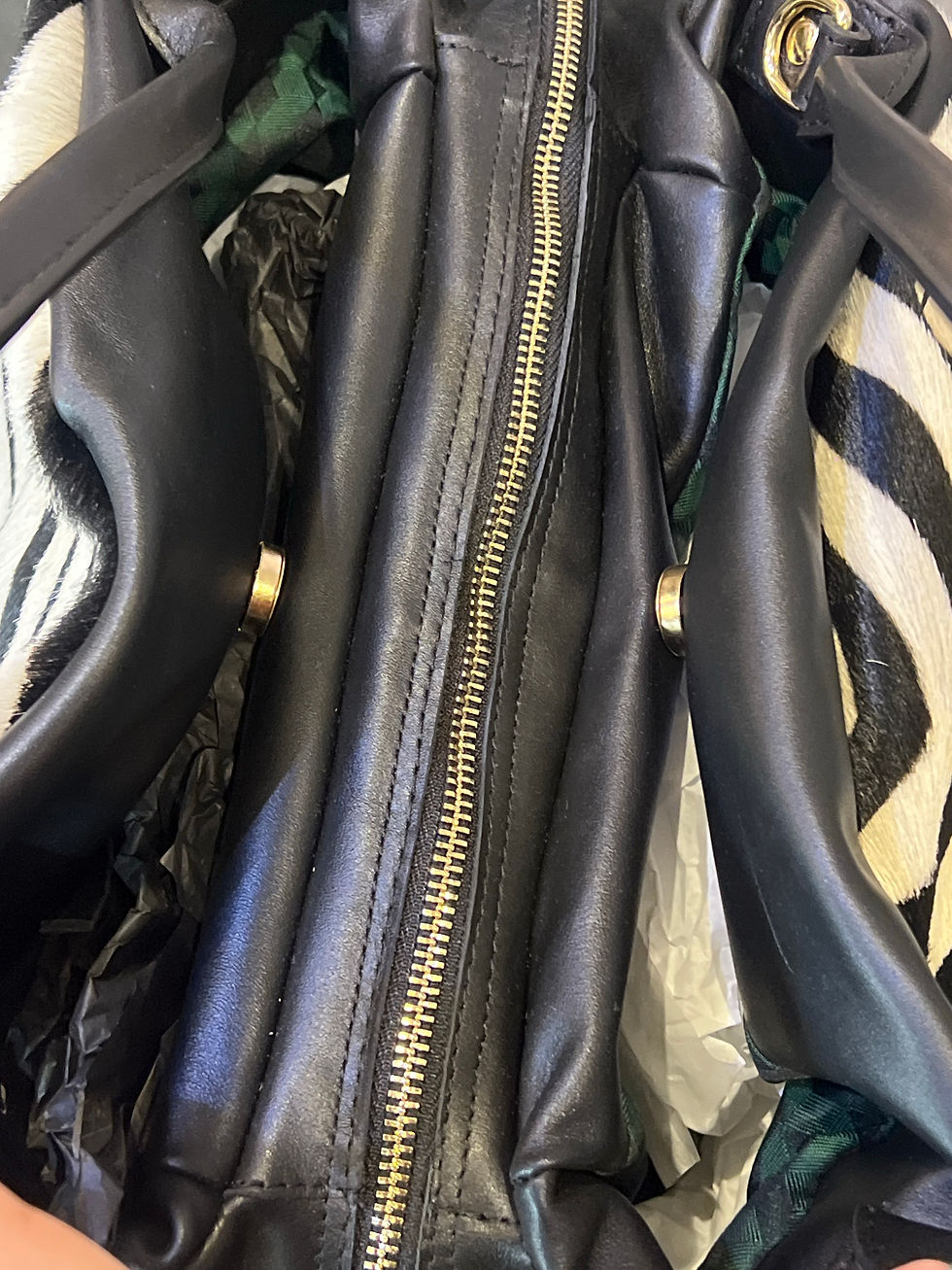Miniatura: PULICATI — Zebra black n white Pony-Skin Leather Handbag
