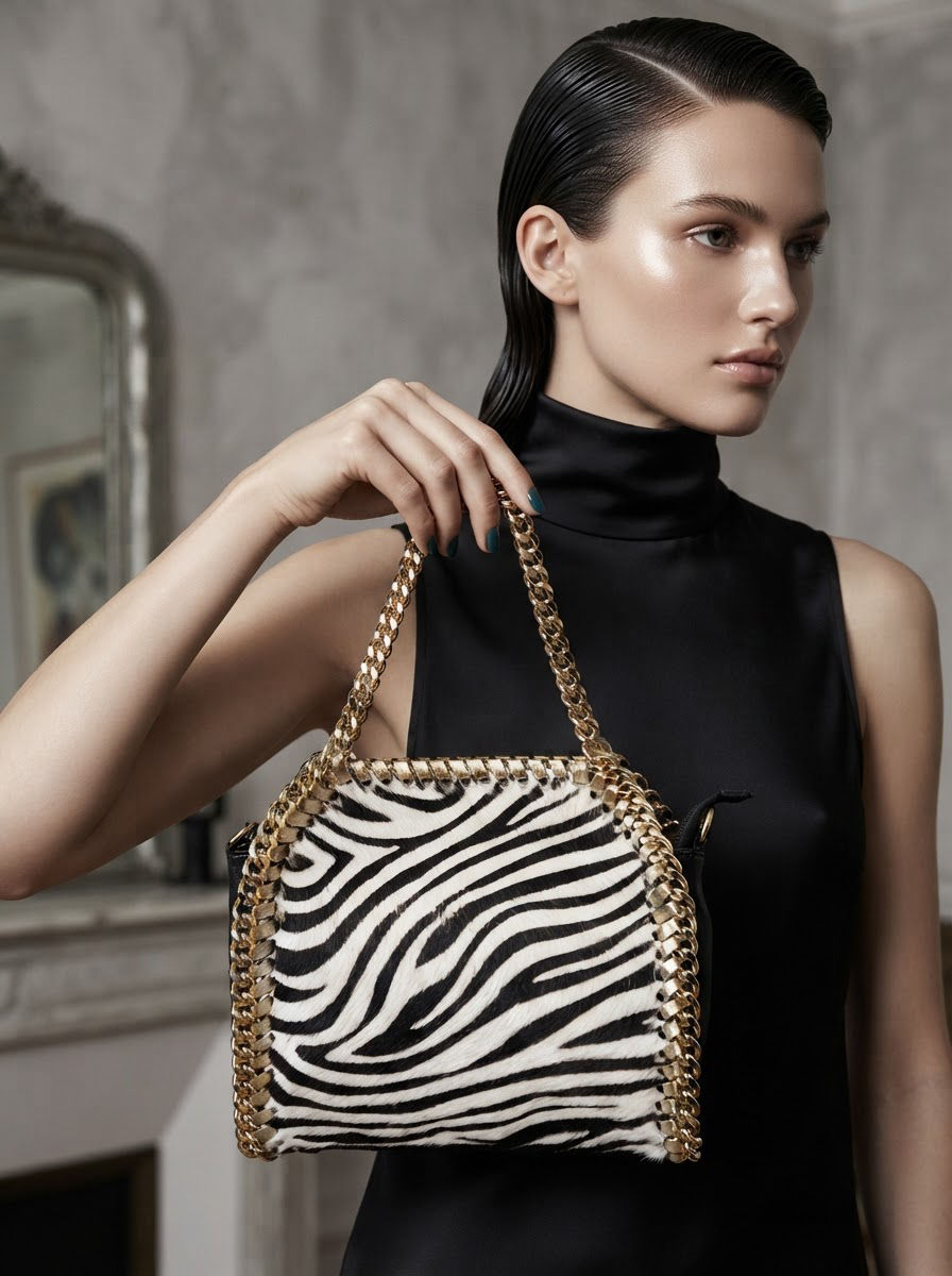 Миниатюра: Zebra Pony-Skin Leather Clutch Bag