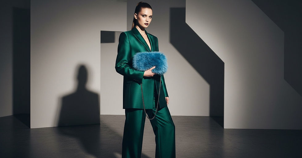 Thumbnail: Fox fur clutch bag / Cross bag Anna Rock Milano