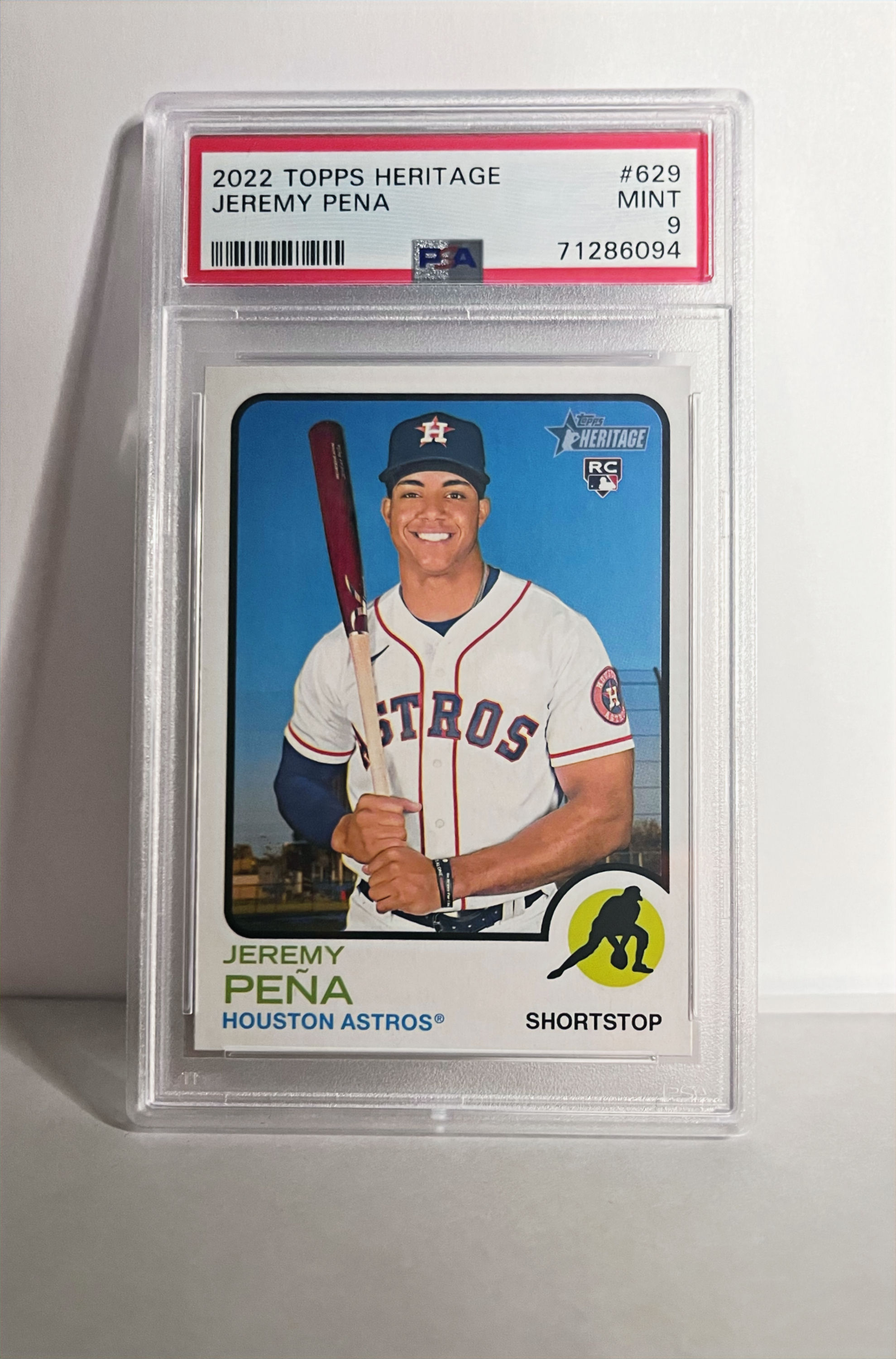 2022 TOPPS HERITAGE JEREMY PENA PSA GRADED MINT 9