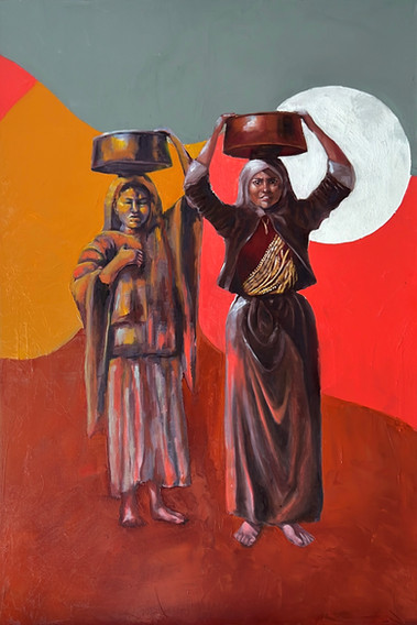 Original Palestinian oil painting on canvas by Nora Alshaikh, showcasing authentic Palestinian art and culture.