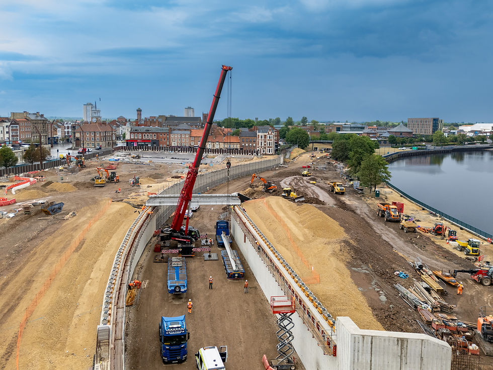 New land bridge to provide level access route through urban park to connect the High Street to the River Tees.