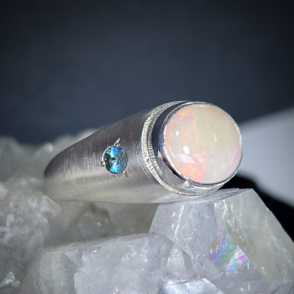 Thumbnail: "Galaxy" Opal & Sapphire Statement Signet | Size 7 | OOAK