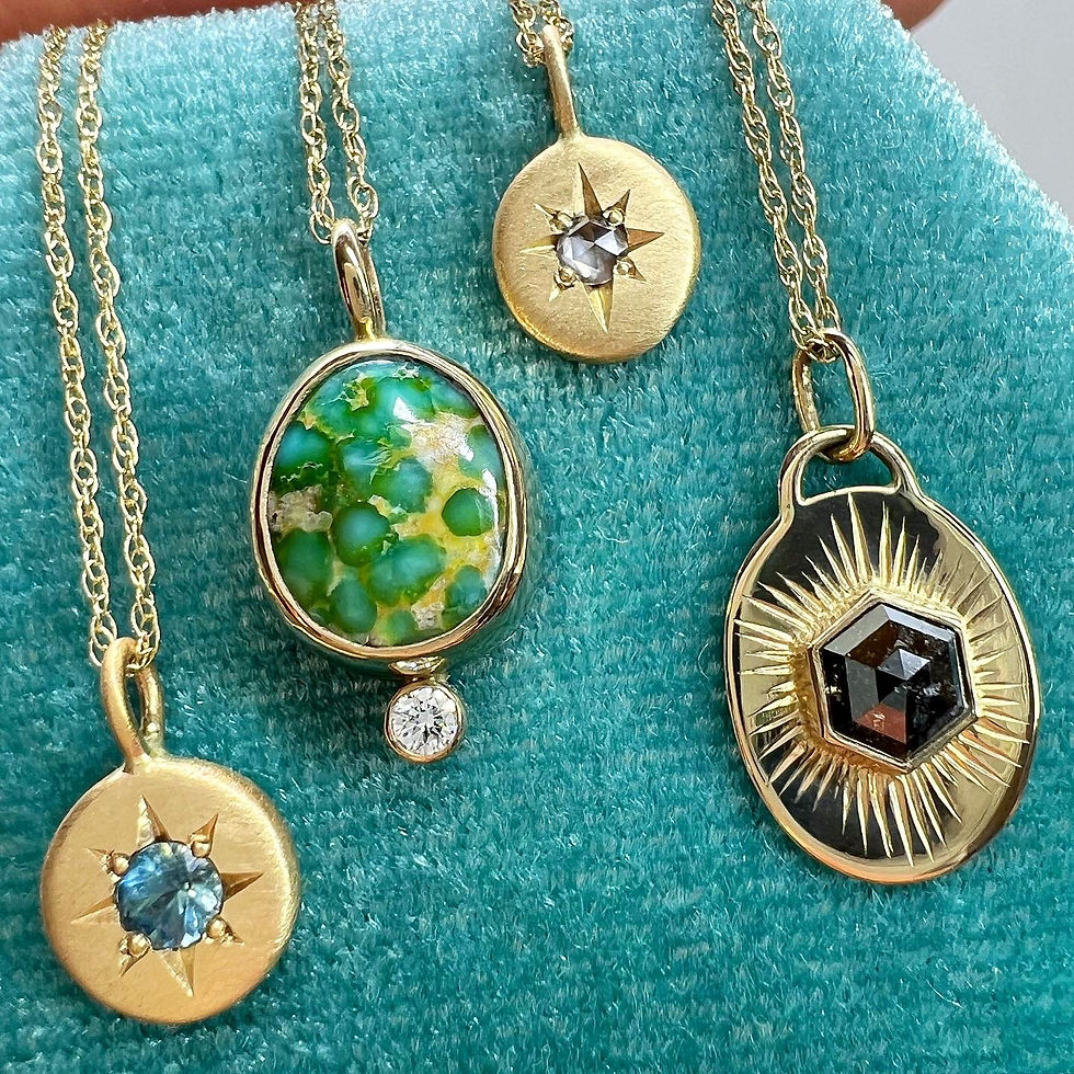 Thumbnail: "Summer Magic" | Sonoran Gold Turquoise & White Diamond | 14k Gold w/ Chain