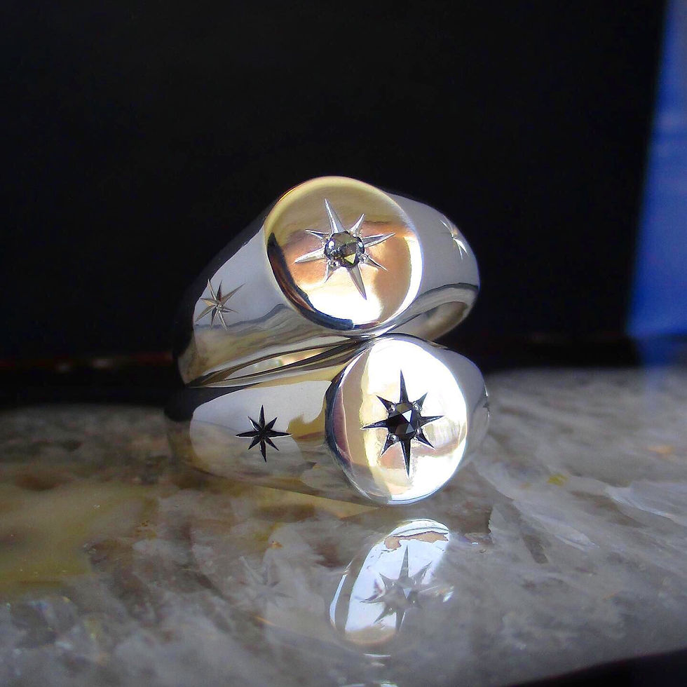Thumbnail: Salt & Pepper Diamond Orion Signet | Size: 6.5, 7.5