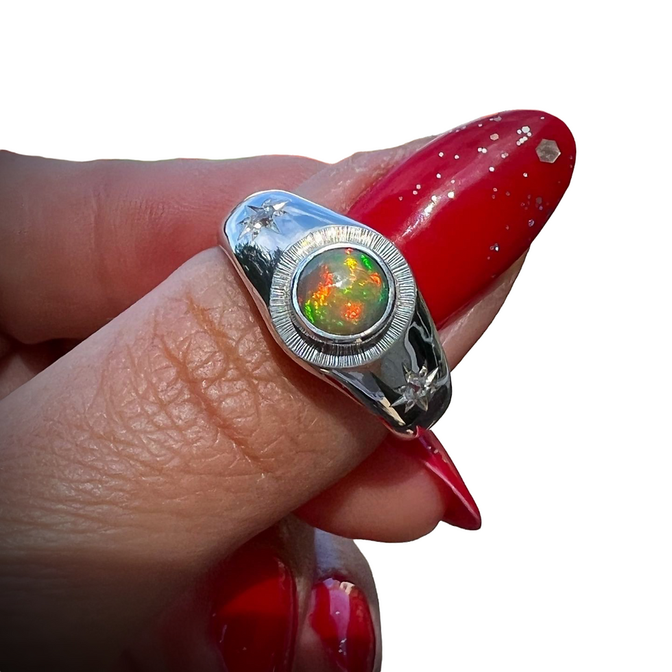 Thumbnail: Cosmos Signet | Opal & Sapphire | Size: 8