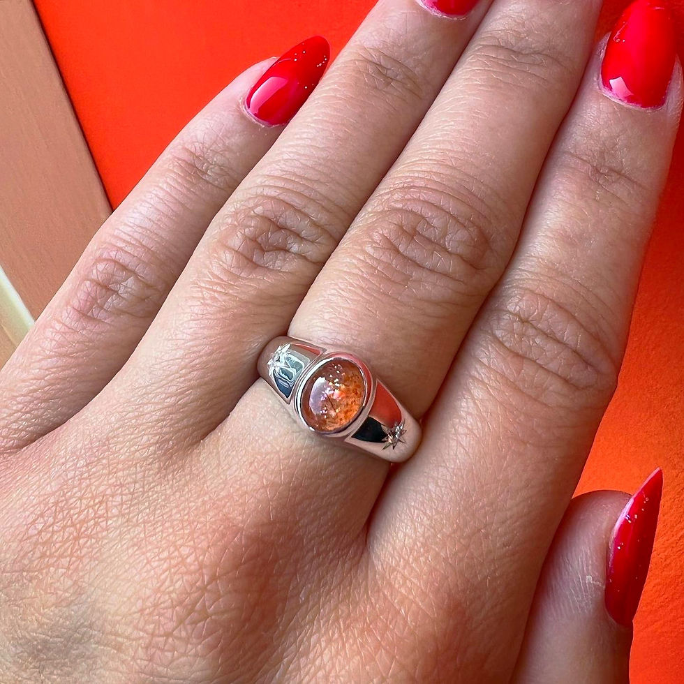 Thumbnail: Sunstone & White Sapphire Stargazer Signet | Size 7-7.25