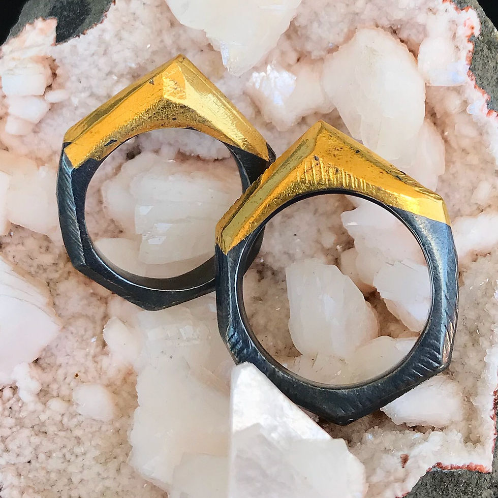 Thumbnail: Gilded Facet Ring | 24 karat Gold + Sterling Silver | Size 6 in Stock