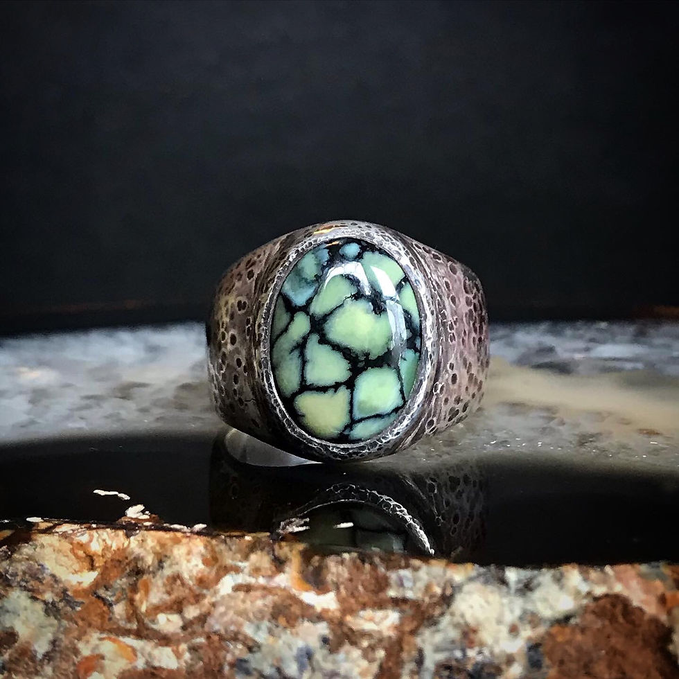 Thumbnail: Large Signet Ring | New Lander | Snakeskin Finish | Size 10