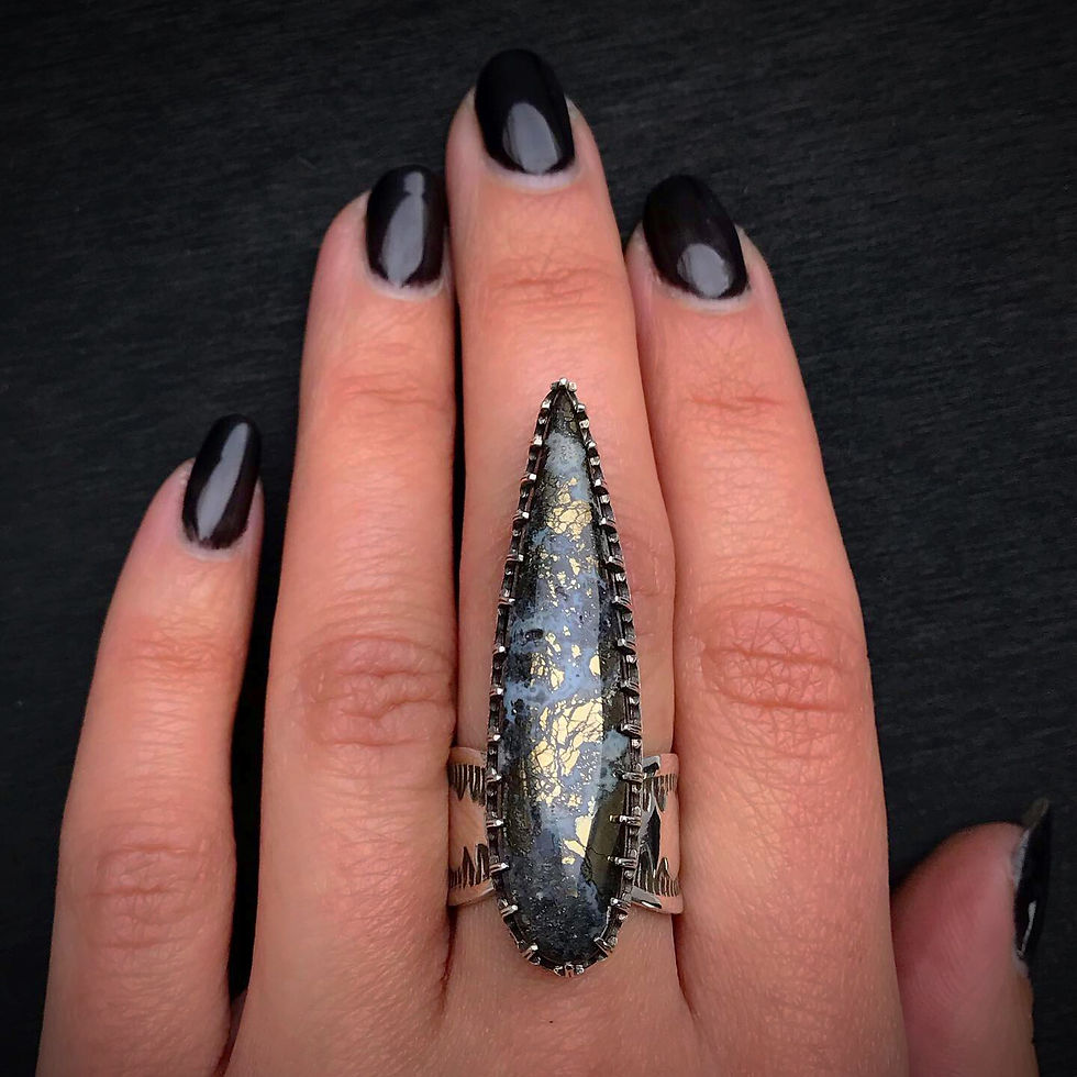 Thumbnail: Nipomo Marcasite in Agate Dagger Ring | Size 7 FIT