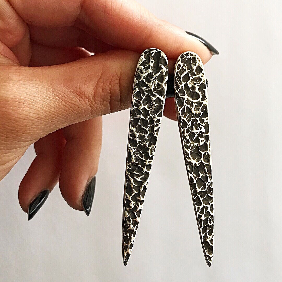 Textured Spike Earrings | Sterling Silver