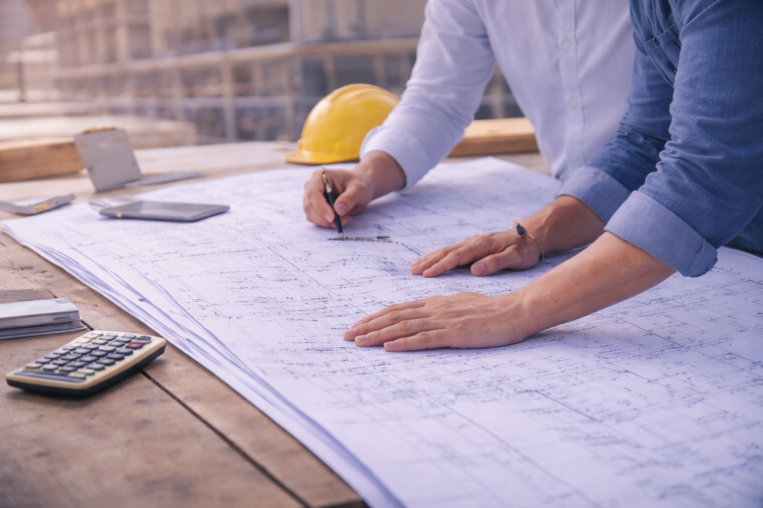 Reviewing plans on-site