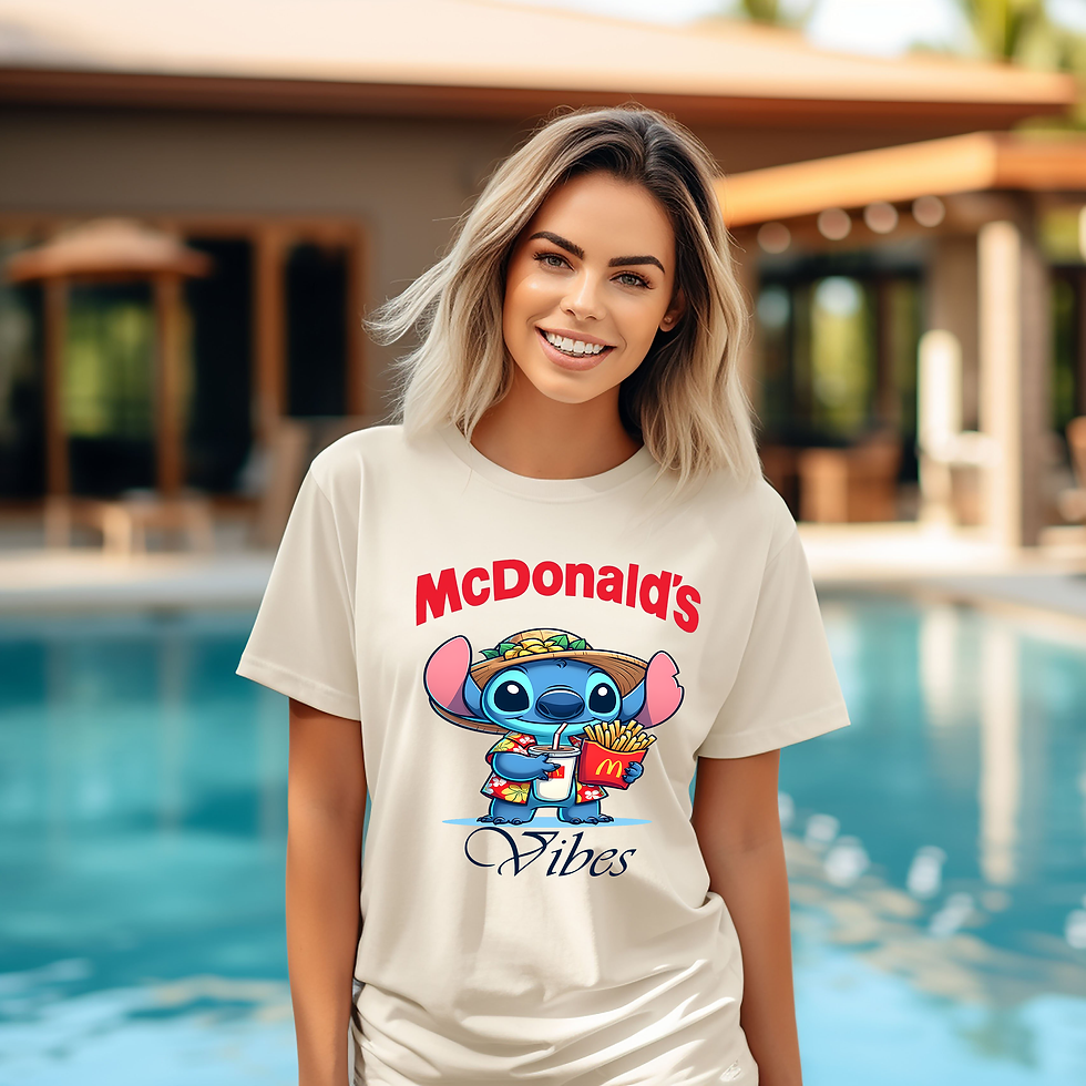 Mcdonald's vibes Lilo and Stitch Tshirt mcdonalds crew holiday jumPER