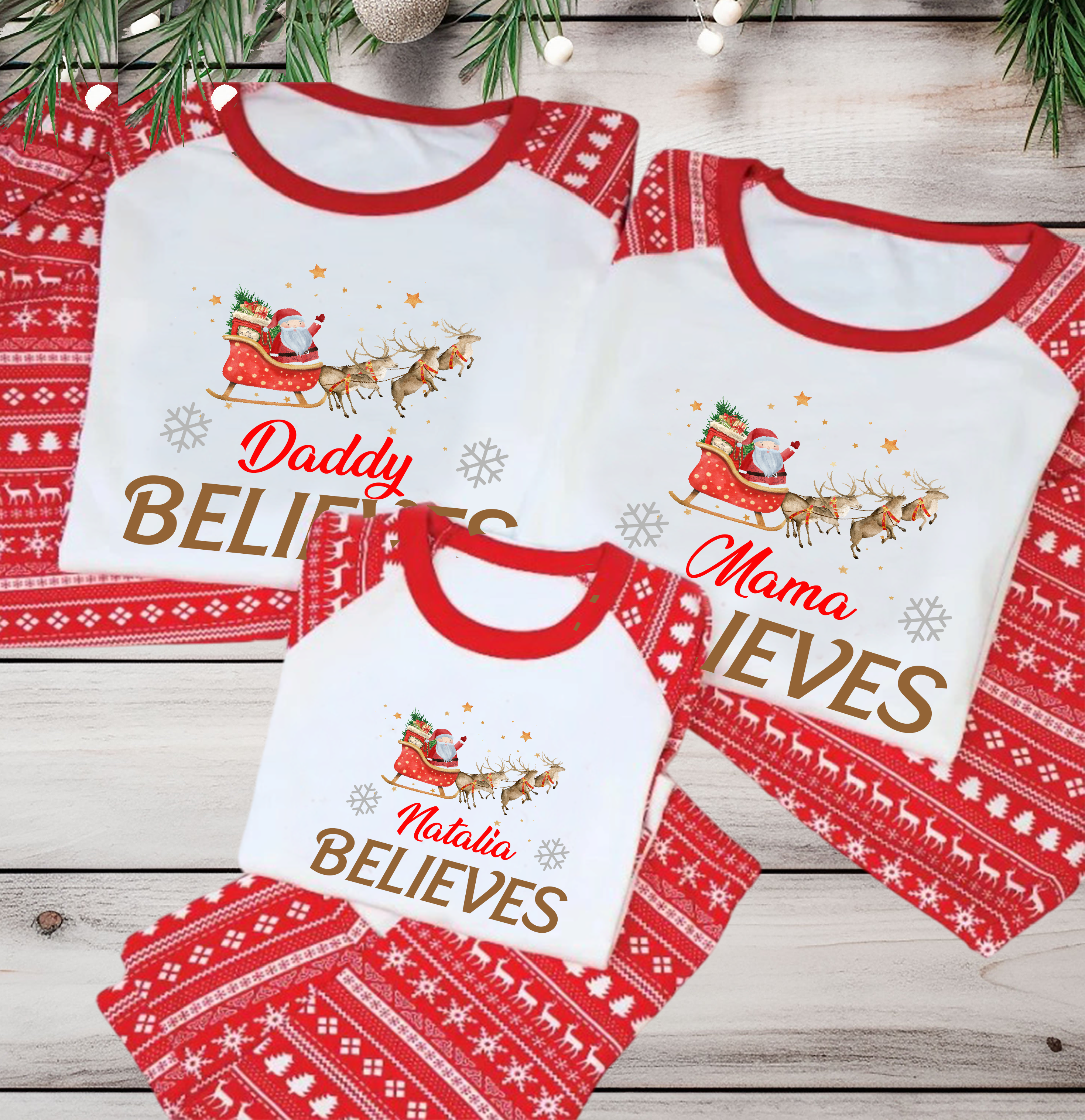 Believes Family Luxury Christmas Personalised Matching Red Matching Family Xmas