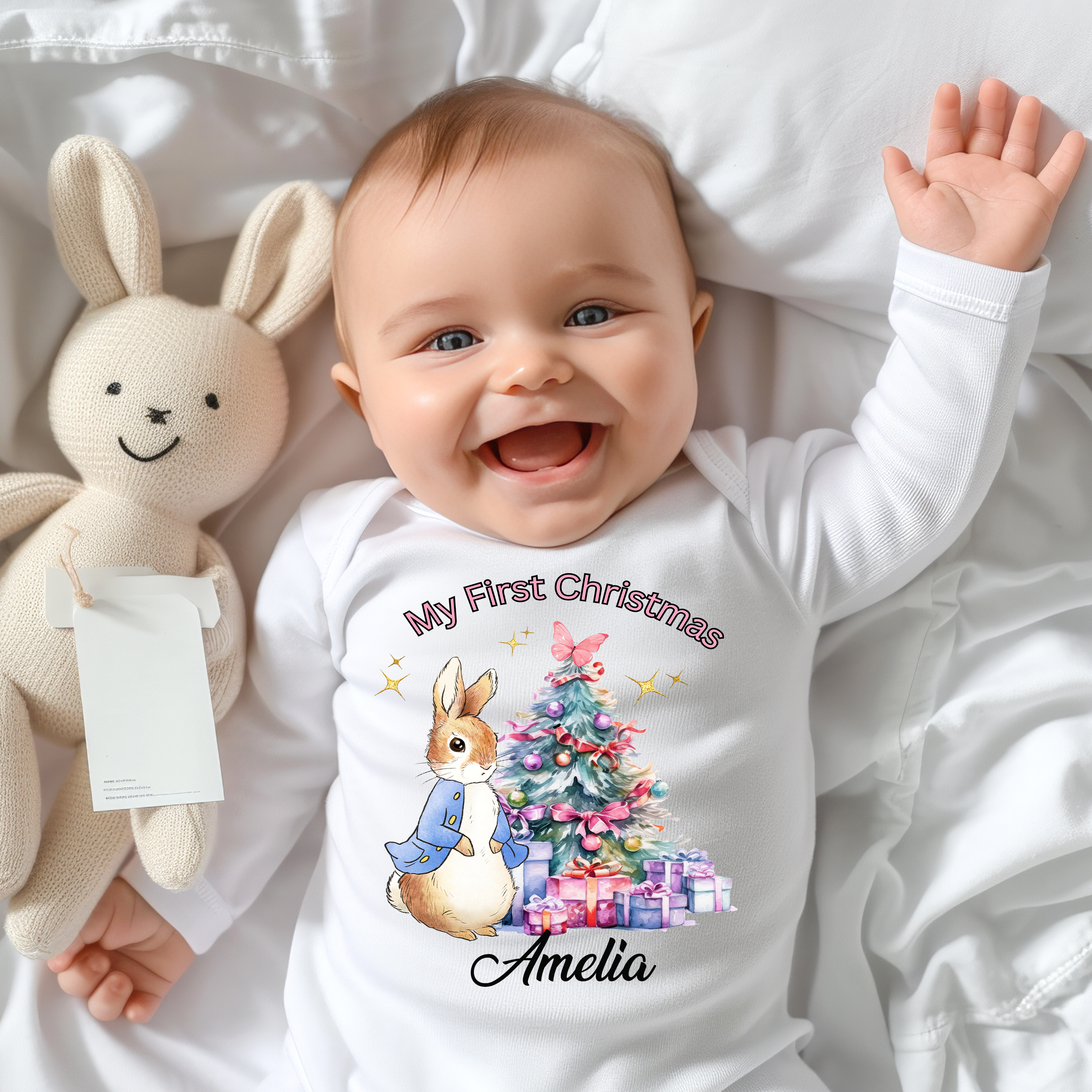Luxury Girl Personalised Baby’s 1st Christmas Sleepsuit Pyjamas for Kid
