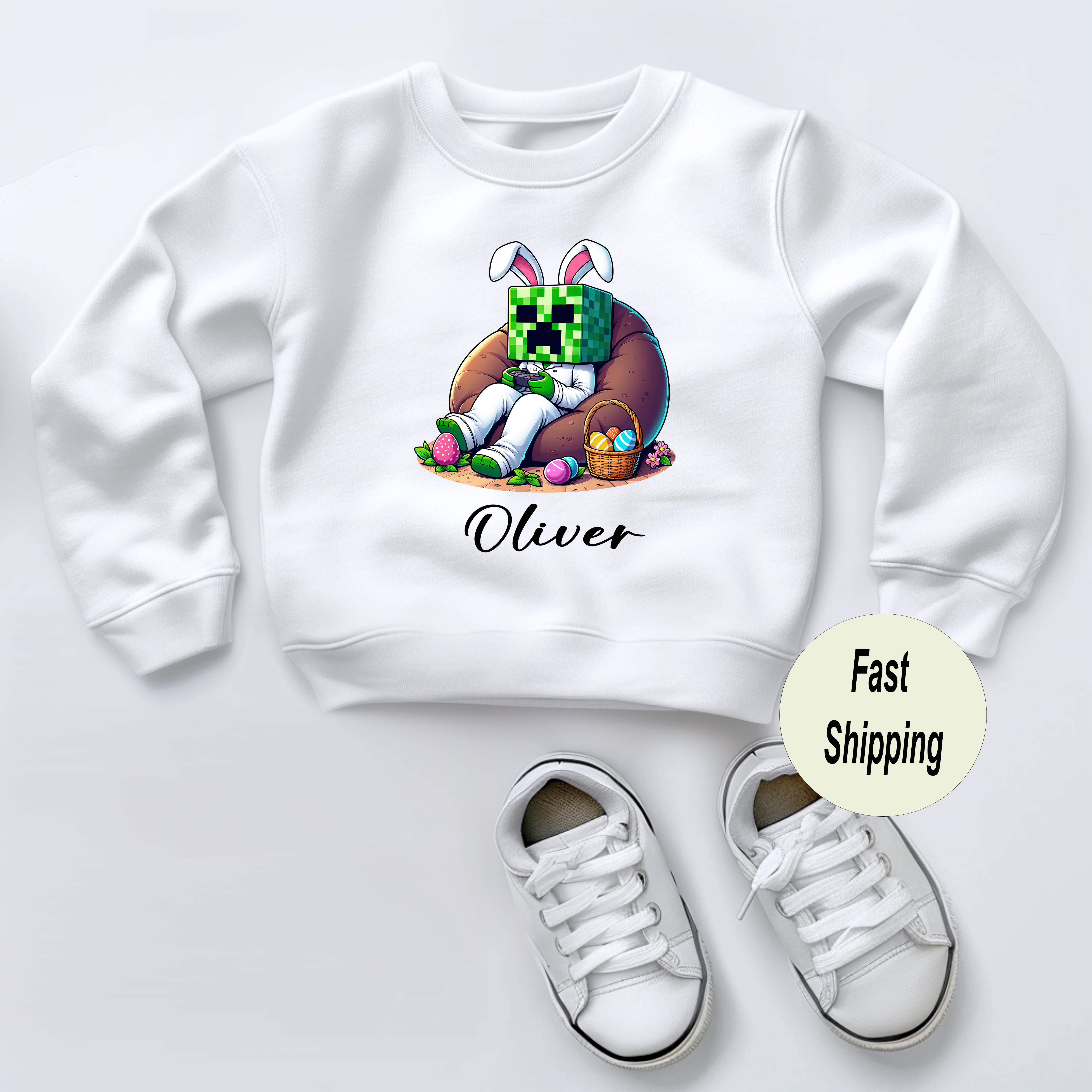 Personalised Easter Gamer Easter Sweatshirt shirt t shirt for Kids