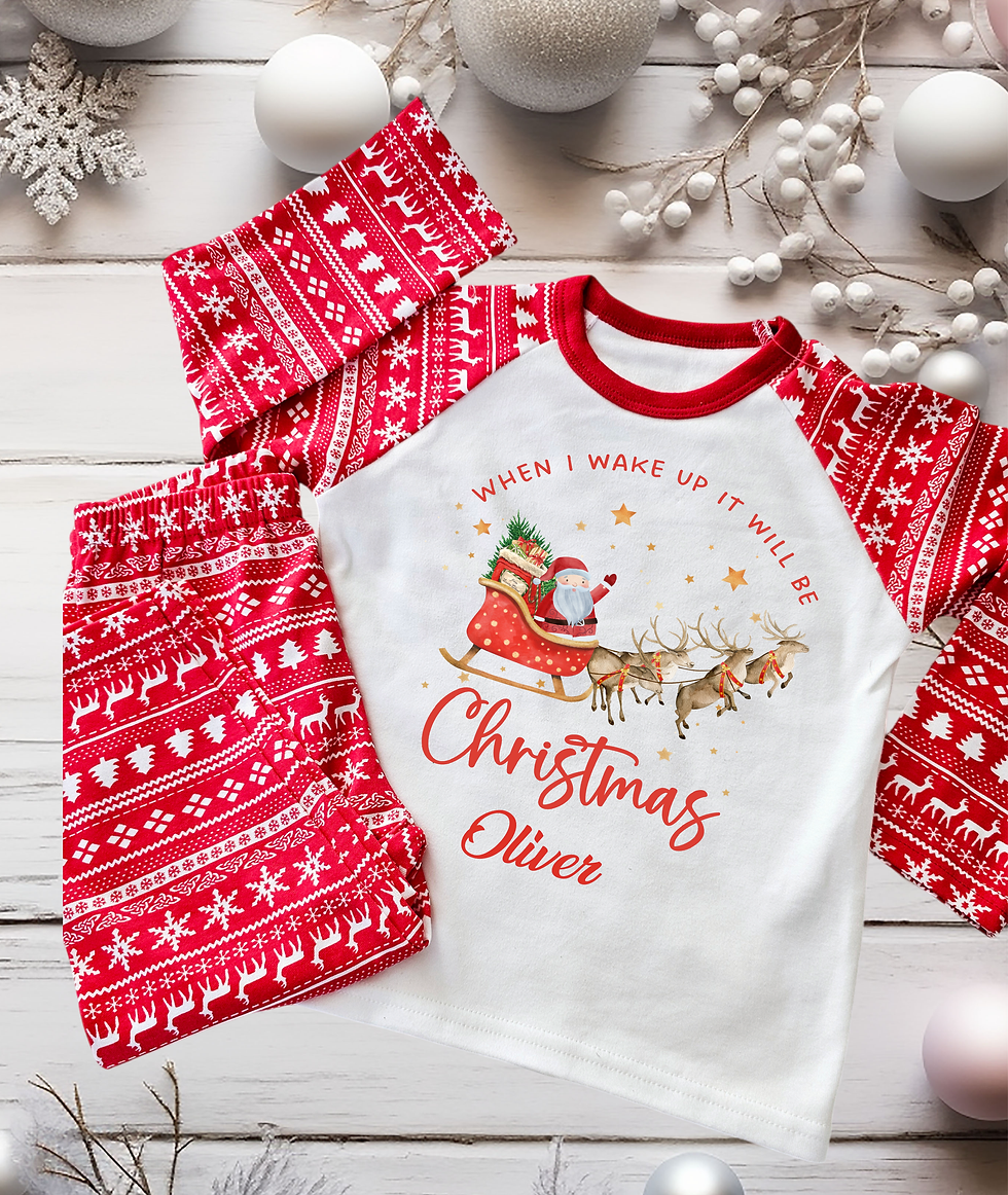 Thumbnail: When I Wake Up It Will Be Christmas Festive Pyjama Xmas pyjamas personalised