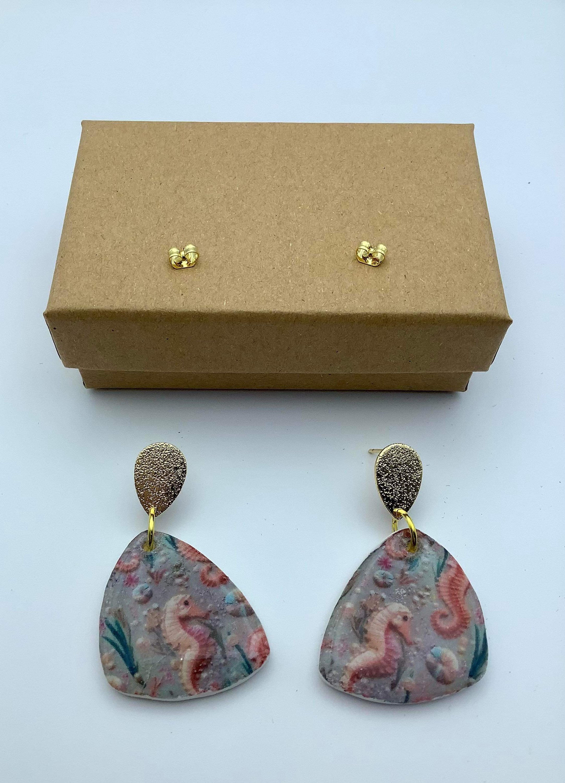 Handmade Seahorse Polymer Clay Earrings