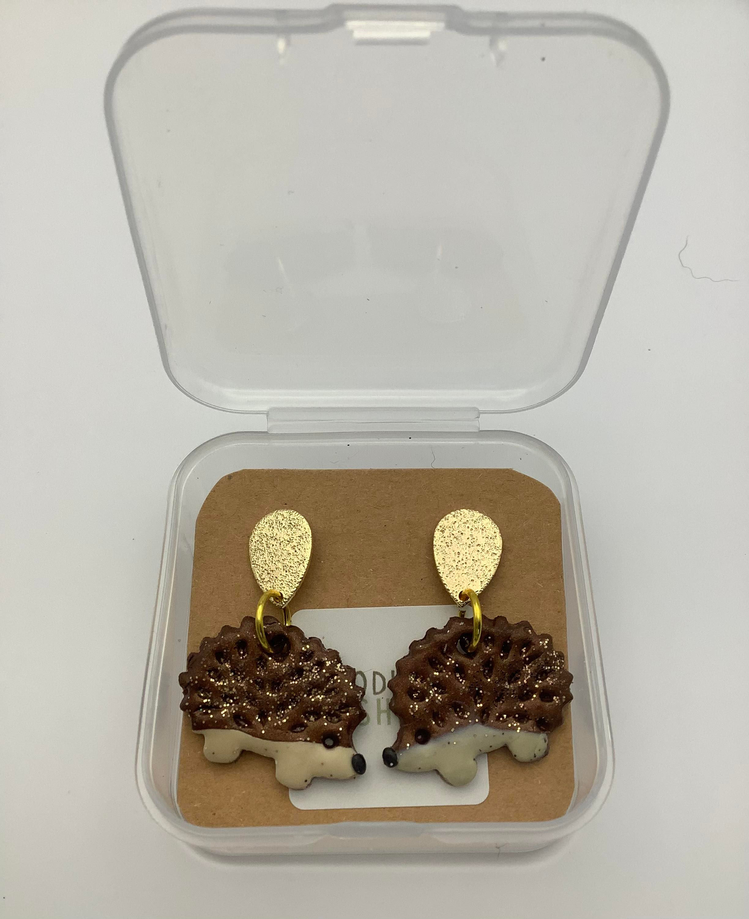 Handmade Hedgehog Polymer Clay Earrings