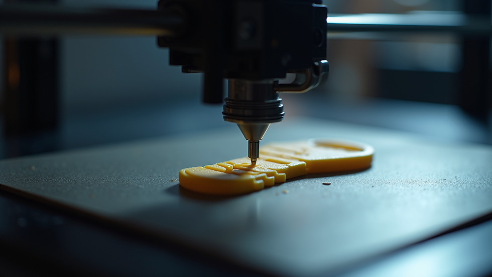 Eye-level view of a 3D printer creating a detailed keychain design