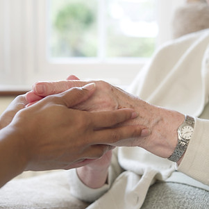 Elder woman and her caretaker