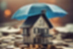 umbrella under of it some coins and people and house.jpg