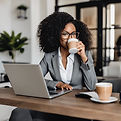 a black _ African American millennial businesswoman who is also a wife and mother drinking