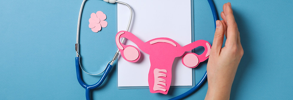 a cut out of the female genital tract with a stethoscope and flower