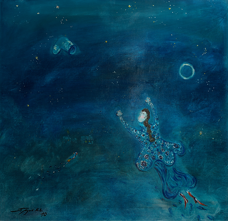 Прусов К.Е. Вверх (Бросание башмаков). 2010. Холст, масло. 60×62 см.