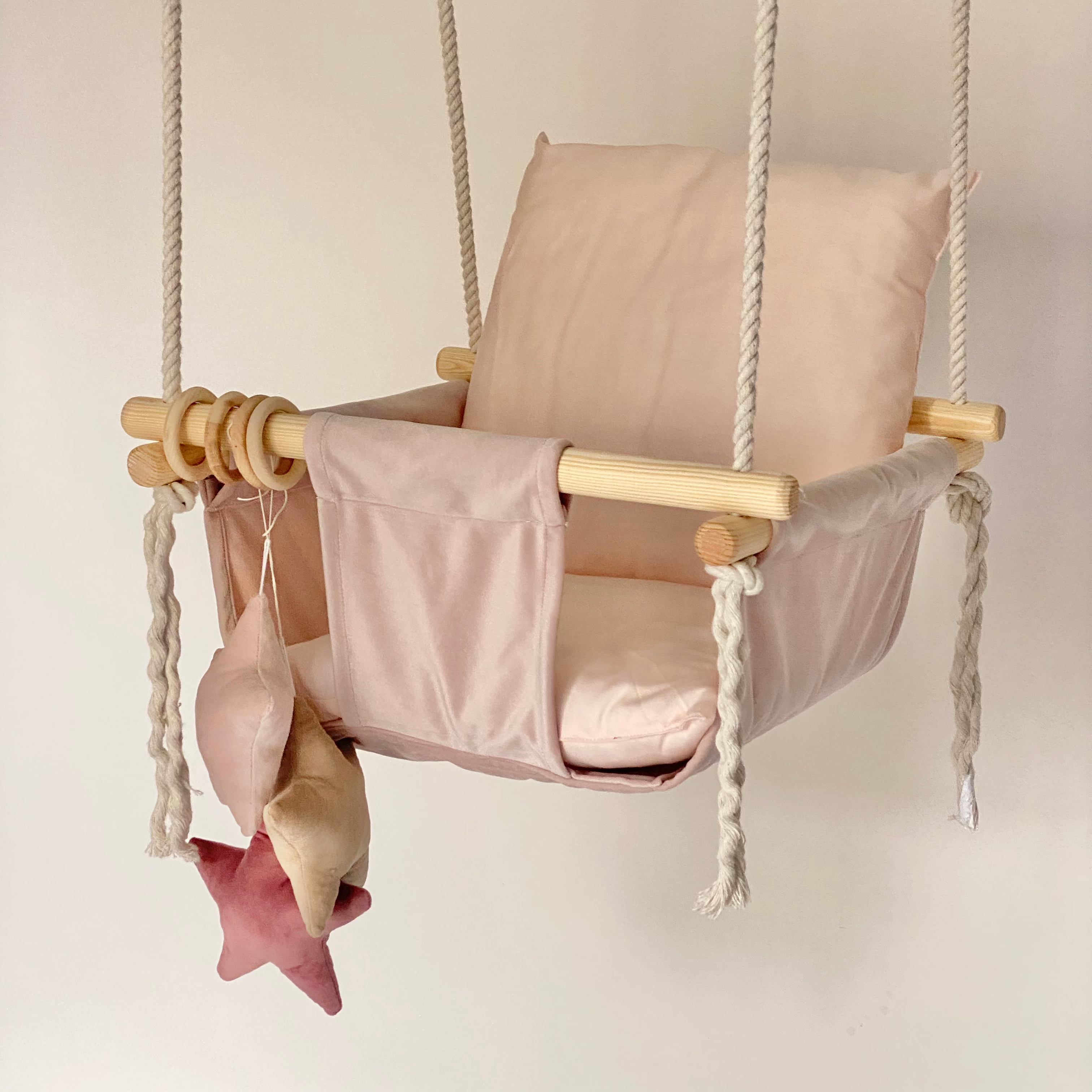 Altalena per bambini sospesa per la casa colore rosa chiaro (collezione Stella)